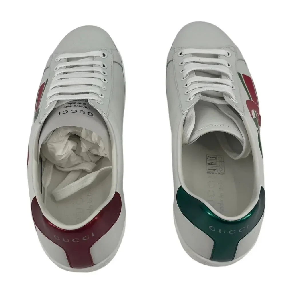 Gucci Ace Sneakers Men’s 7 White Metallic Leather Interlocking G New with Box - Picture 6 of 12